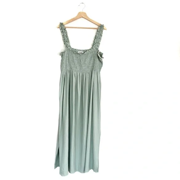 Calvin Klein | Dresses | Calvin Klein Womens Sz 6 Sage Green Ruffle Strap  Textured Midi Dress | Poshmark